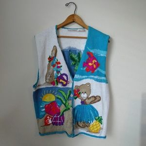 🐻 Knit Sweater Vest! Cute hula bear!